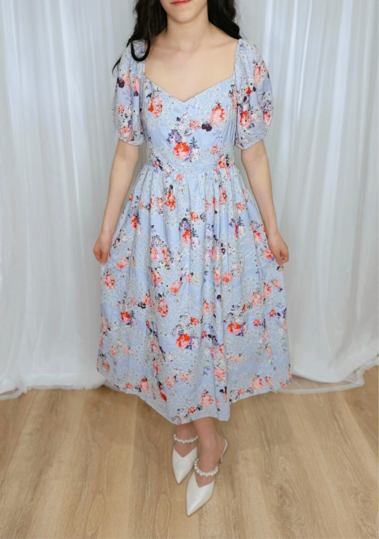 Josie | Eyelet floral midi dress
